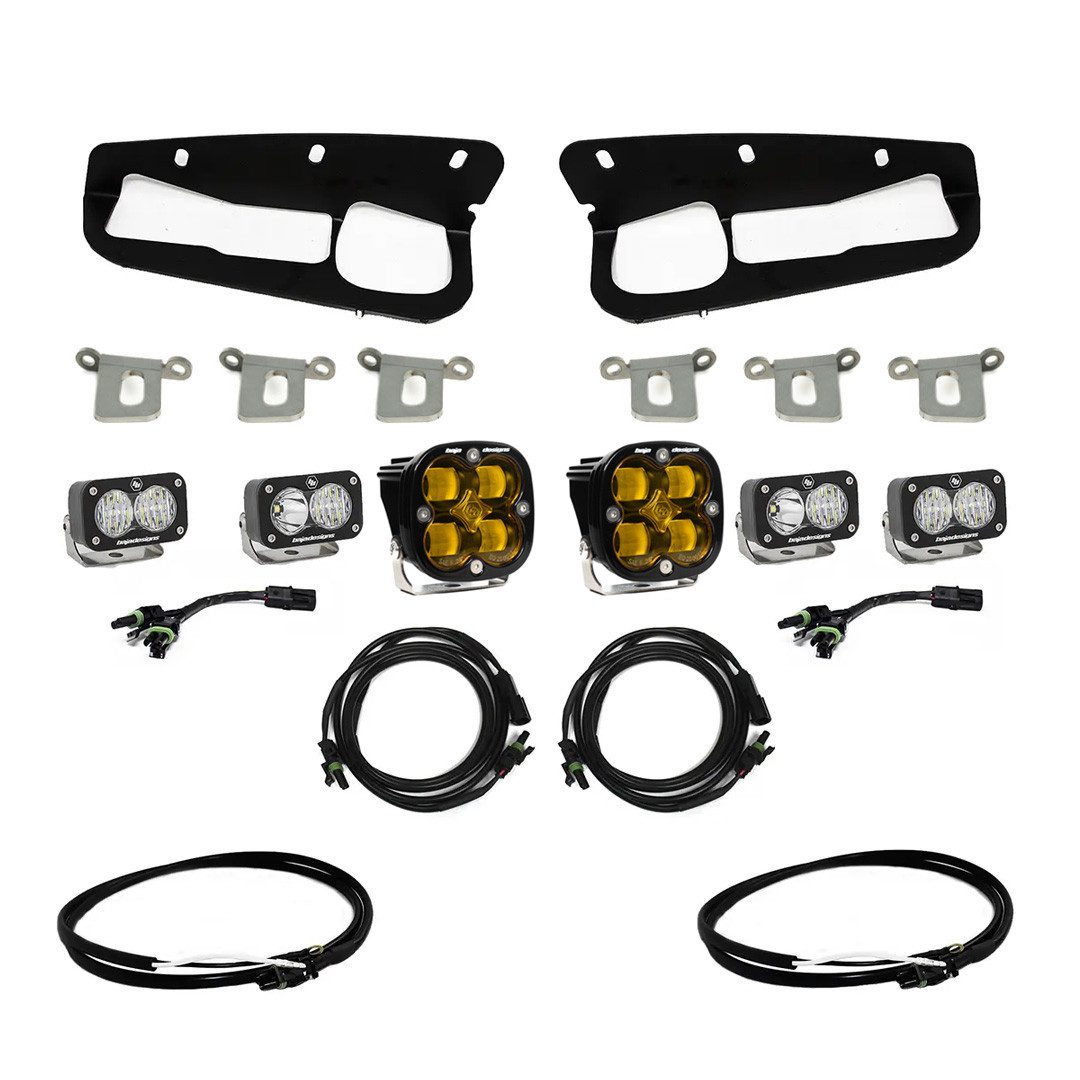 Baja Designs Squadron SAE / dual S2 Sport fog pocket light kit, Bronco steel bumper (upfitter)