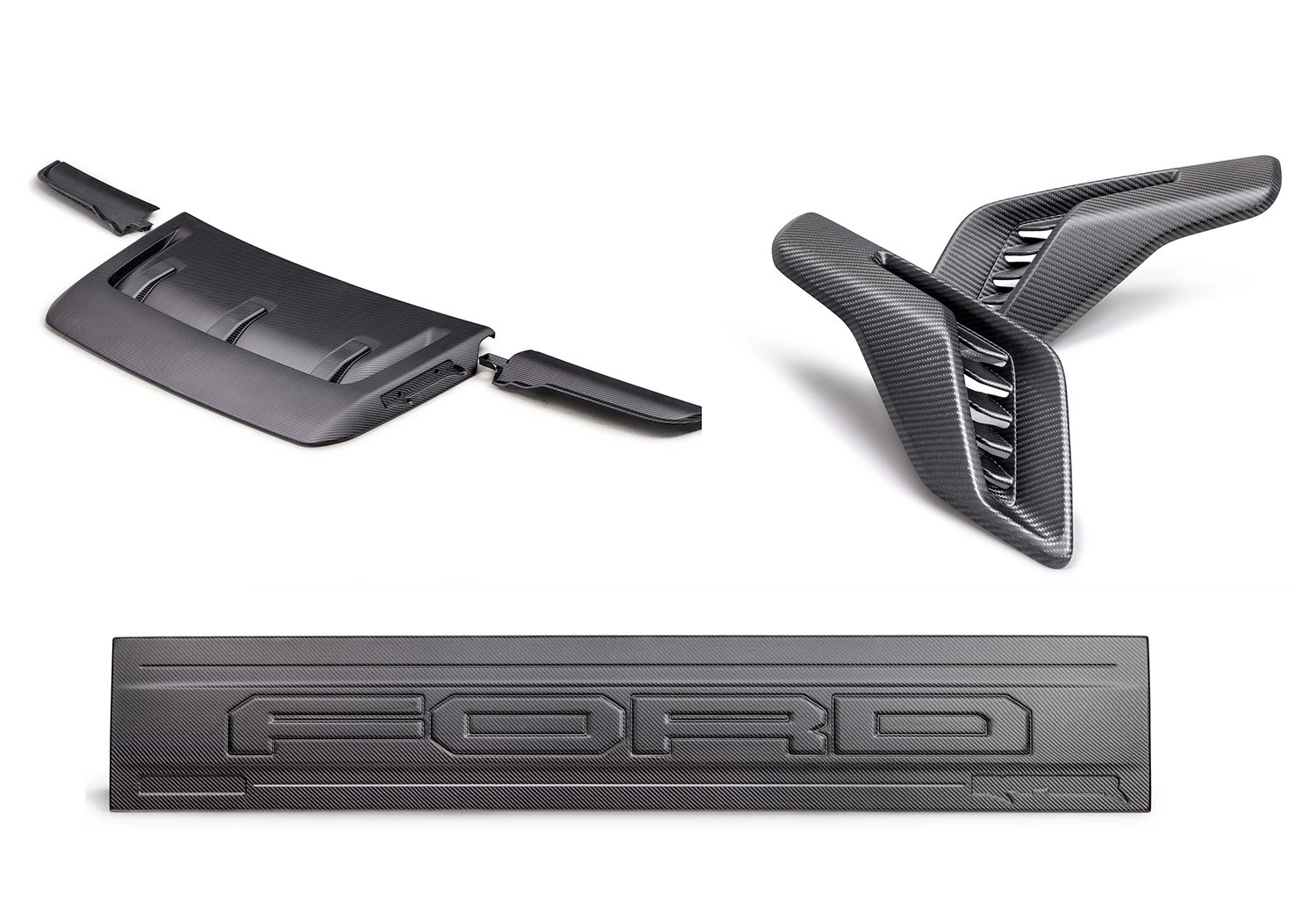 Ford Performance F-150 Raptor carbon fiber appearance kit (hood vent, fender vents, tailgate panel)