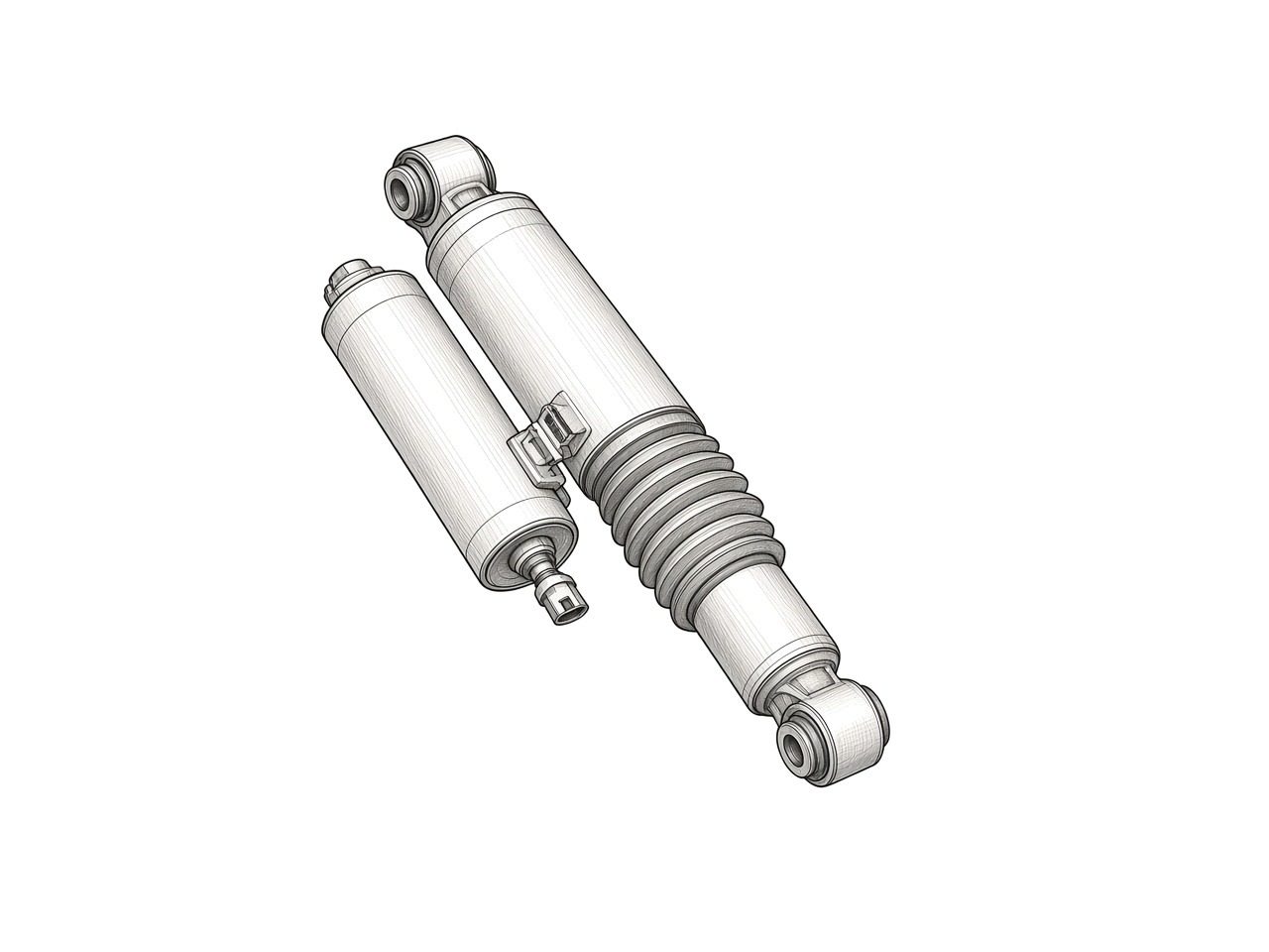 TRX factory Bilstein Black Hawk e2 front shock (left), take-off (illustration)