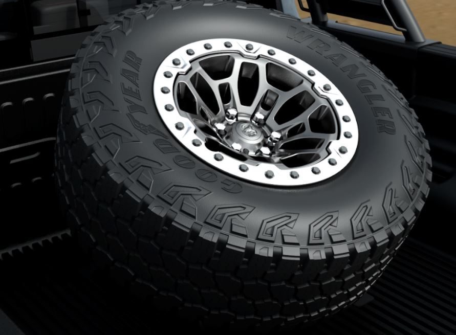 Mopar bed-mounted spare tire carrier, Ram 1500 TRX