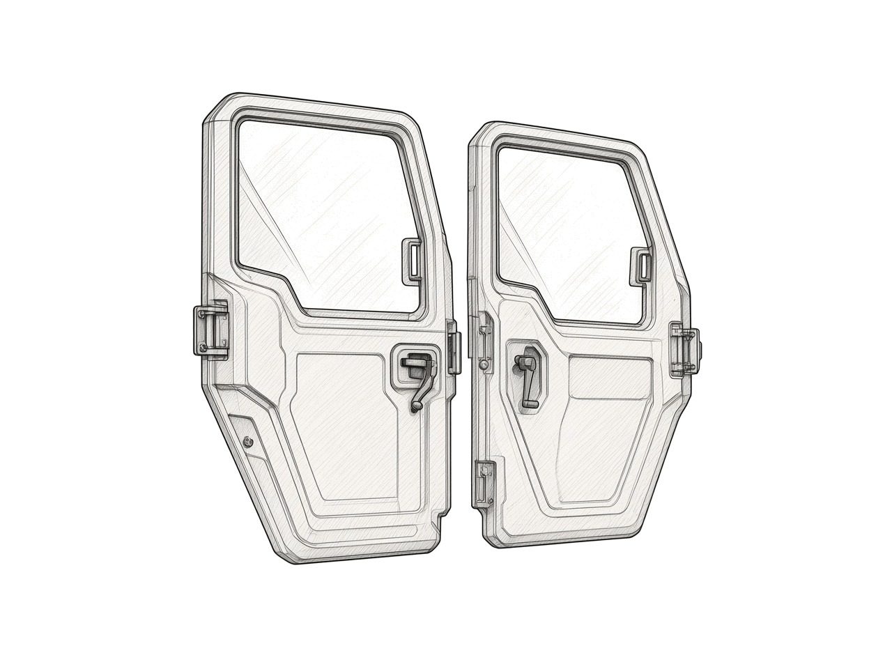 Polaris Doors - Poly, manual crank window, Ranger (illustration)